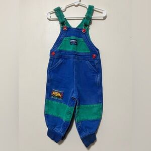 Vintage rare OshKosh B'Gosh Vestbac overalls 18 month color block  red buttons